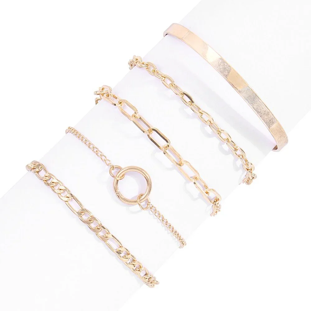 5pcs Silver Bracelet Set